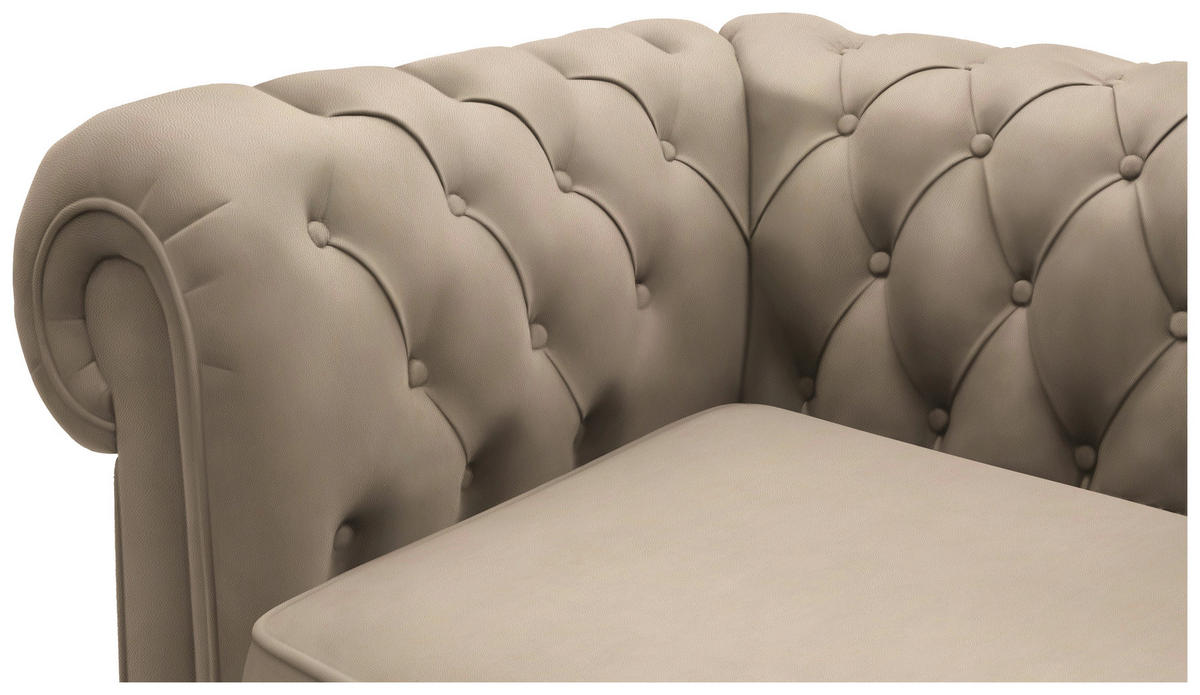 CHESTERFIELD-SOFA in Lederlook Beige  - Wengefarben/Beige, Lifestyle, Holz/Textil (206/76,5/96cm) - Landscape