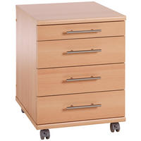 ROLLCONTAINER Buchefarben  - Silberfarben/Buchefarben, Basics, Holzwerkstoff/Kunststoff (41,6/56,9/50cm) - MID.YOU