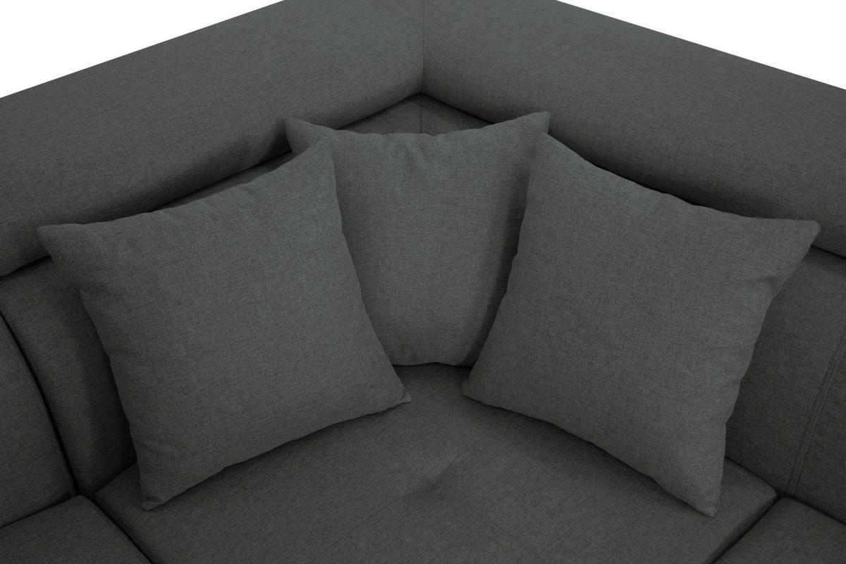 ECKSOFA in Webstoff Grau  - Silberfarben/Grau, Design, Textil/Metall (257/226cm) - Xora