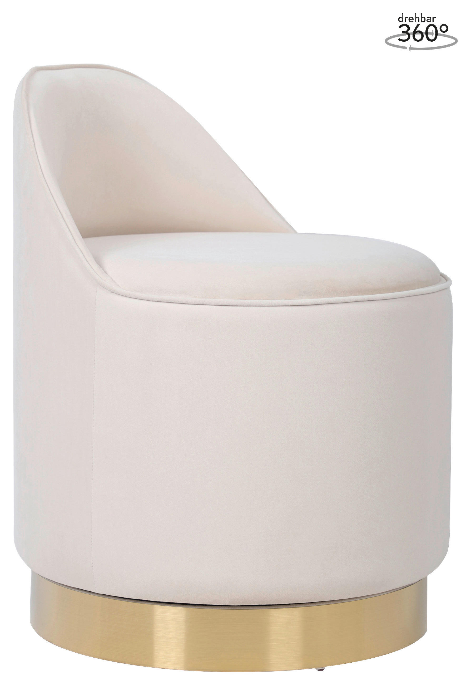 DREHHOCKER Samt Beige  - Beige/Goldfarben, Design, Textil/Metall (52/68cm) - Kayoom