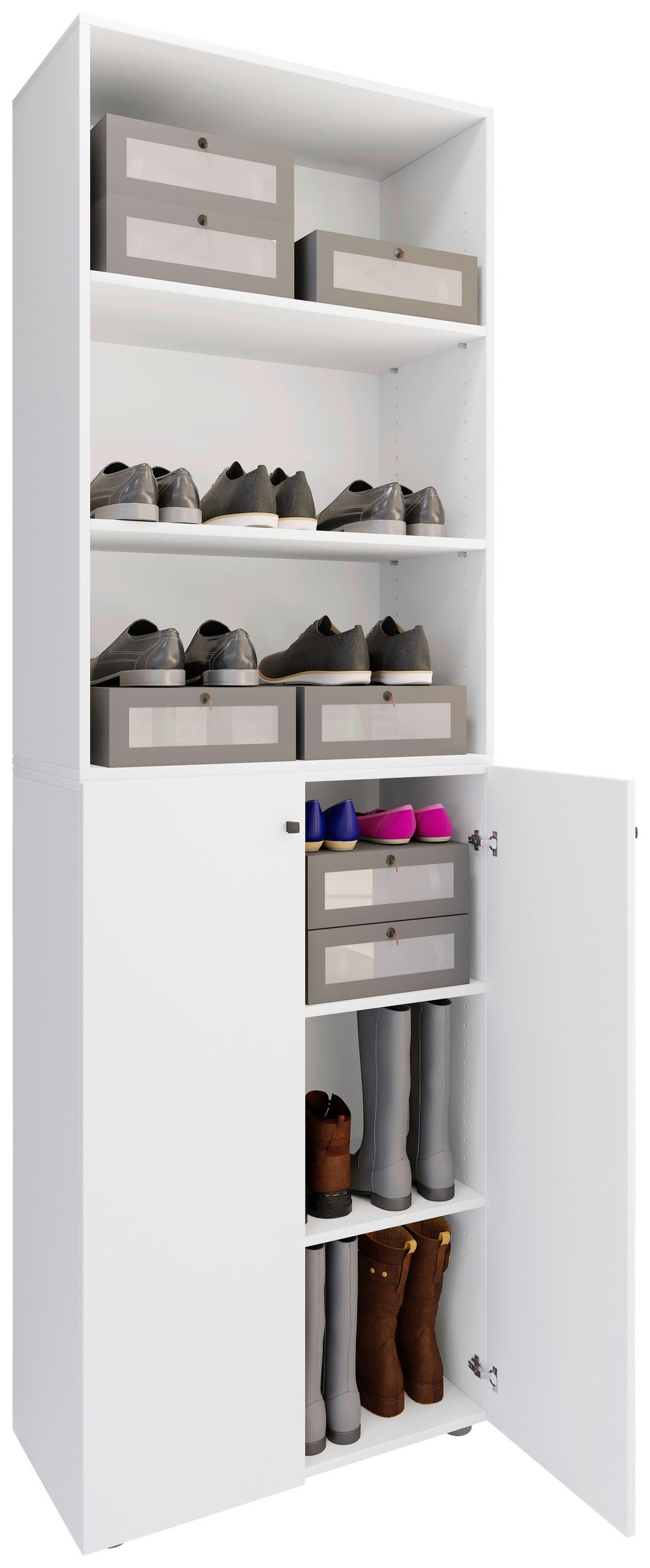 SCHUHSCHRANK Lona  in 70/220/40 cm  - Silberfarben/Schwarz, Design, Holzwerkstoff/Kunststoff (70/220/40cm) - MID.YOU