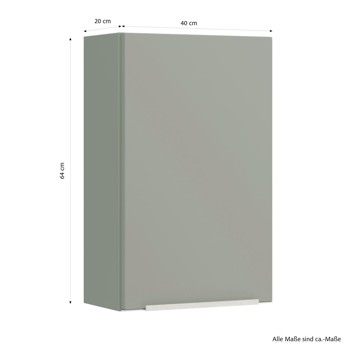 HÄNGESCHRANK 40/64/20 cm  - Schilfgrün/Edelstahlfarben, Trend, Holzwerkstoff/Metall (40/64/20cm) - Held