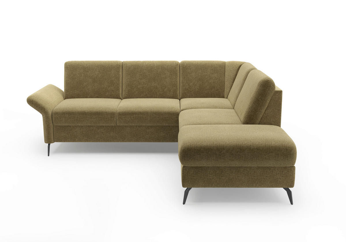 ECKSOFA ROCHELLE E Olivgrün Flachgewebe  - Schwarz/Olivgrün, KONVENTIONELL, Textil/Metall (240/216cm) - Sit & More