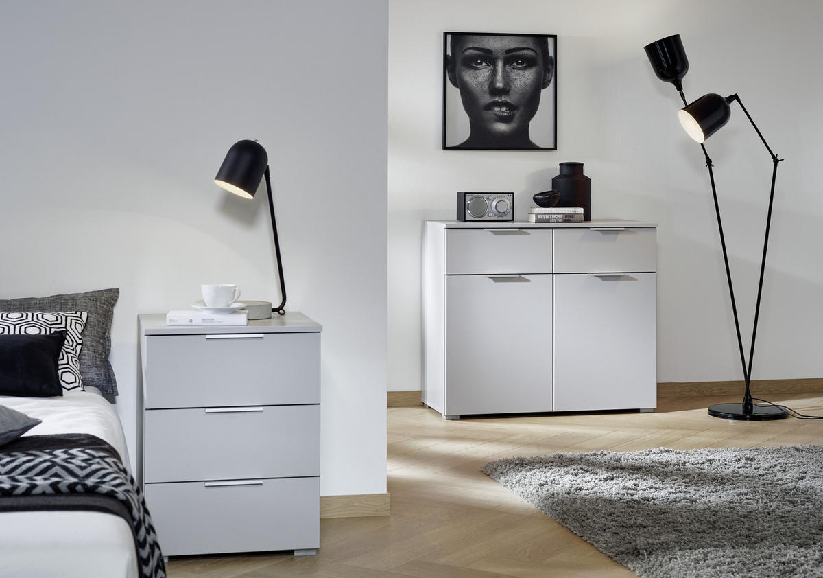 BYRÅ 93/81/42 cm  - ljusgrå/aluminiumfärg, Modern, trämaterial (93/81/42cm) - Rauch Möbel
