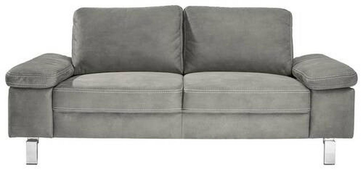 2-SITZER-SOFA in Mikrofaser Grau  - Chromfarben/Beige, Design, Textil/Metall (194/86/97cm) - Hom`in