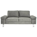 2-SITZER-SOFA in Textil Grau  - Chromfarben/Beige, Design, Textil/Metall (194/86/97cm) - Hom`in