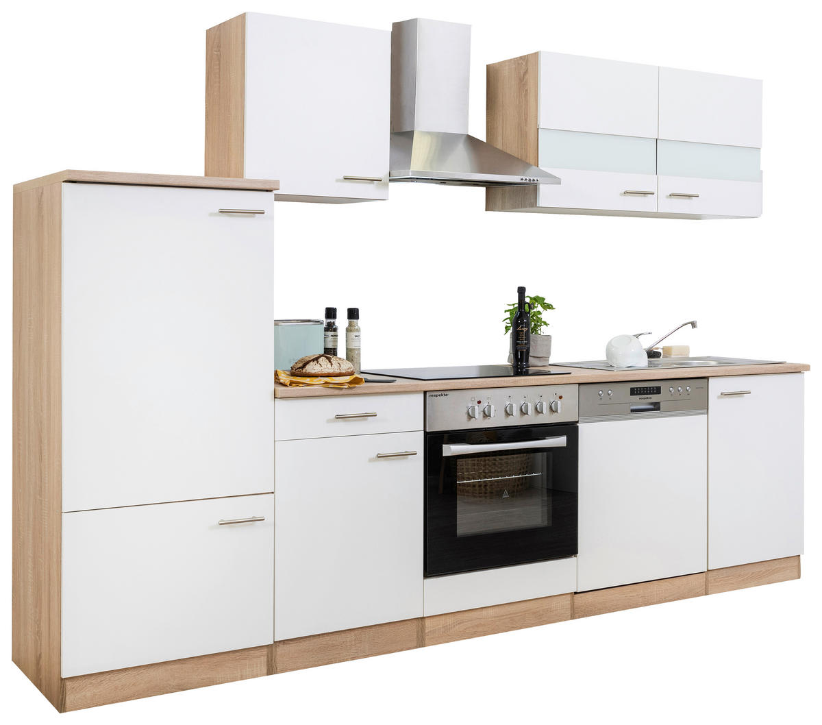 MODULKÖK UTAN VITVAROR 280/200/60 cm   i vit, ekfärgad  - vit/silver, Basics, metall/trämaterial (280/200/60cm) - Respekta