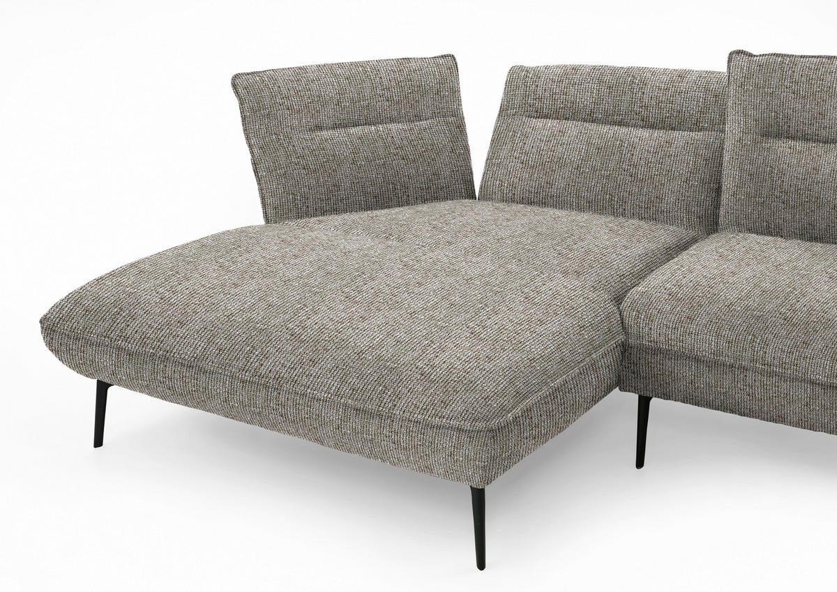 ECKSOFA in Flachgewebe Braun  153/339 cm  - Schwarz/Braun, Design, Textil/Metall (153/339cm) - Moderano