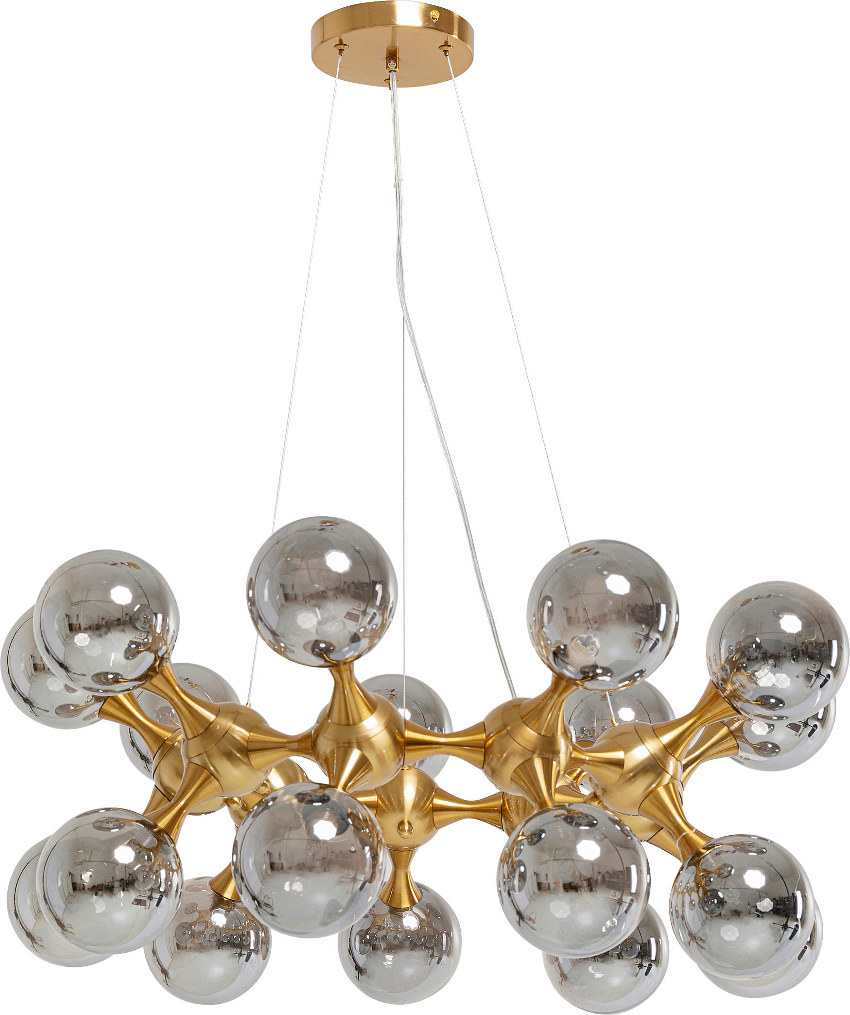 HÄNGELEUCHTE ATOMIC BALL 74/130/74 cm   - Silberfarben/Messingfarben, Design, Glas/Metall (74/130/74cm) - Kare-Design