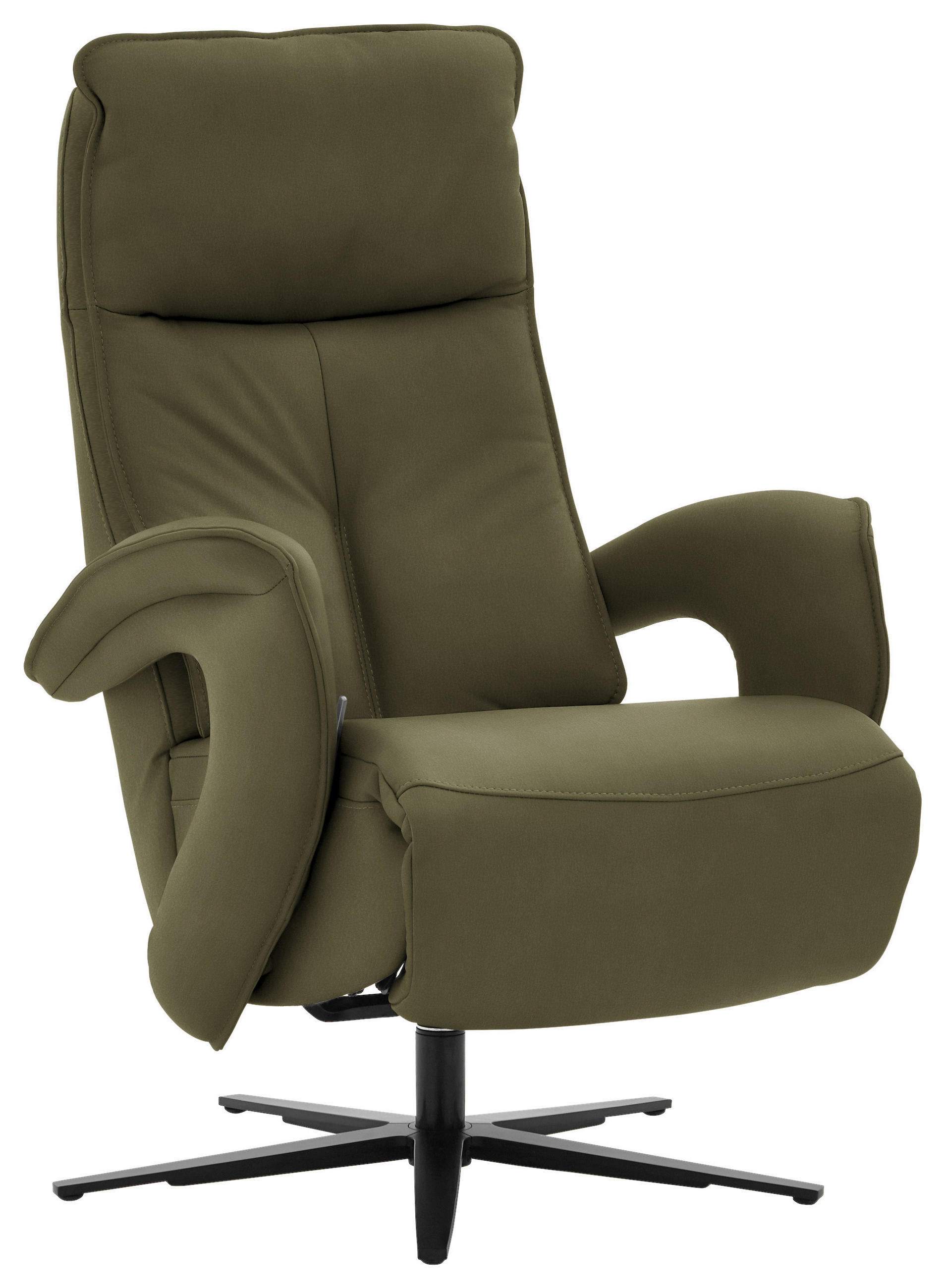 RELAXSESSEL in Leder Grün  - Schwarz/Grün, Design, Leder/Metall (77/110/87cm) - Valdera