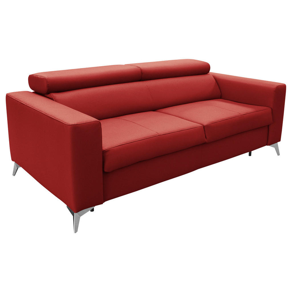 Thumbnail - Livetastic Schlafsofa Mondo, Rot, Textil, Leder, Echtleder, Rindleder, 3-Sitzer, 206x95x101 cm, Made in EU, Liegefunktio...