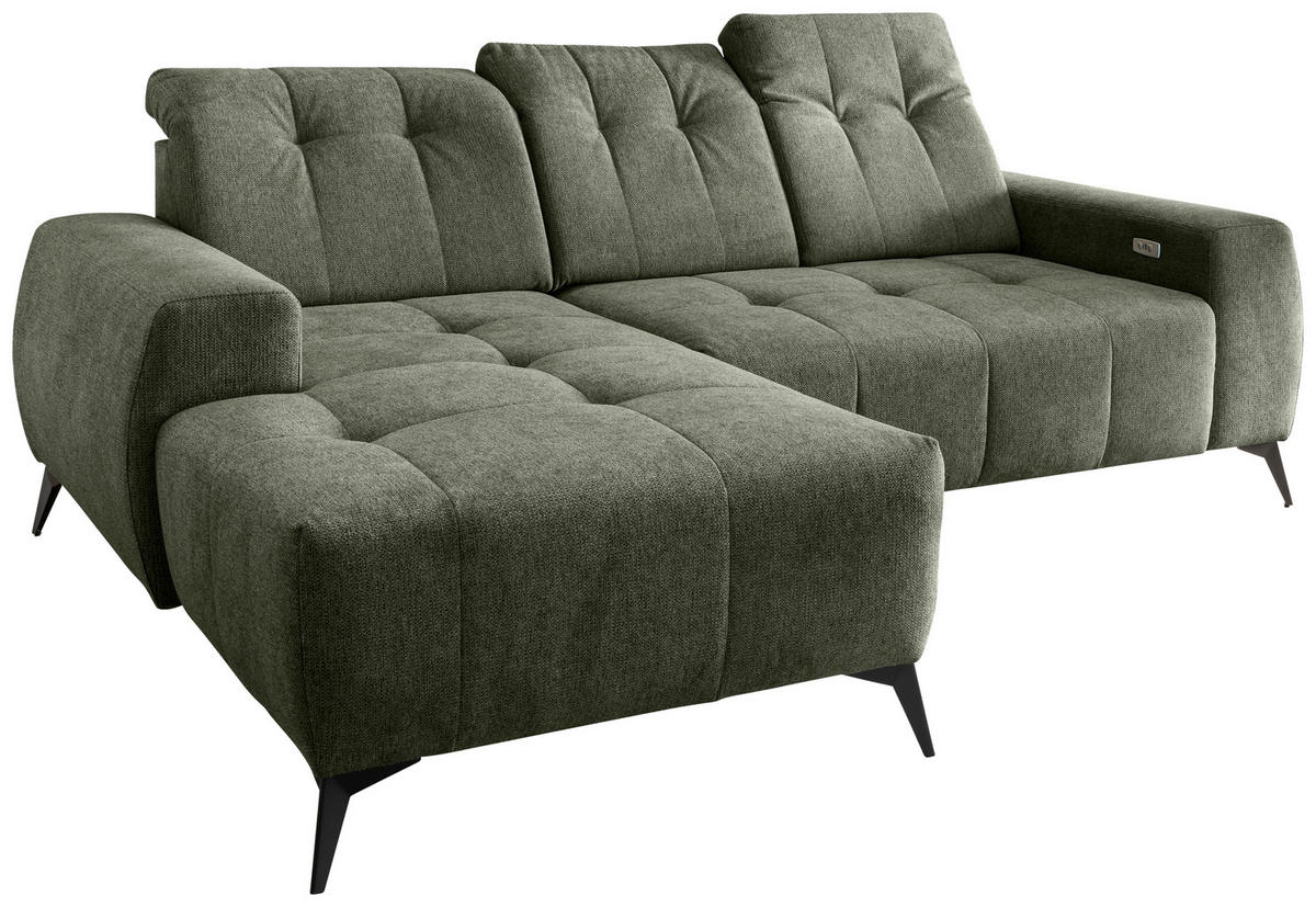 ECKSOFA Grün Chenille  - Schwarz/Grün, MODERN, Textil/Metall (180/258cm) - Livetastic