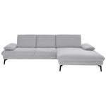 ECKSOFA Dieter Knoll in Chenille, Mikrofaser Hellgrau  299/157 cm  - Hellgrau/Schwarz, Design, Textil/Metall (299/157cm) - Dieter Knoll