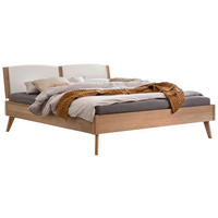 BETT 180/200 cm,  in Weiß, Eichefarben, gepolstertes Kopfteil,  - Eichefarben/Weiß, Design, Holz/Textil (180/200cm) - Hasena