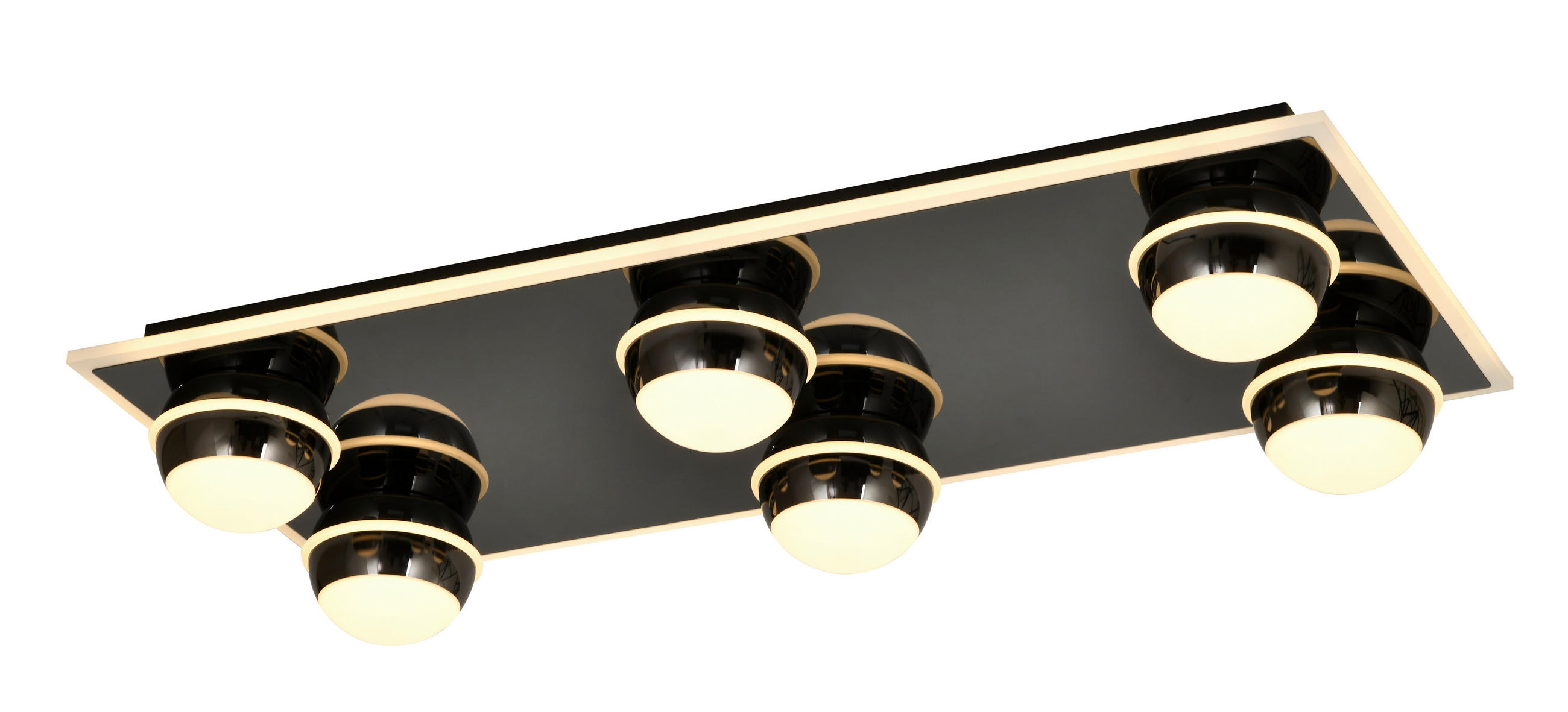 LED-DECKENLEUCHTE Biarritz 74/32/12,5 cm  - Schwarzchrom, Design, Kunststoff/Metall (74/32/12,5cm)