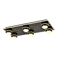 LED-DECKENLEUCHTE Biarritz 74/32/12,5 cm  - Schwarzchrom, Design, Kunststoff/Metall (74/32/12,5cm)