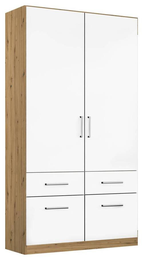 DREHTÜRENSCHRANK 91/210/54 cm 2-türig Eiche Artisan, Weiß Hochglanz  - Chromfarben/Weiß Hochglanz, MODERN, Holzwerkstoff/Kunststoff (91/210/54cm) - Rauch Möbel