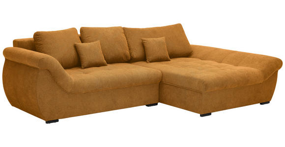 ECKSOFA Senfgelb Flachgewebe - Senfgelb/Schwarz, Design, Kunststoff/Textil (278/175cm) - Xora