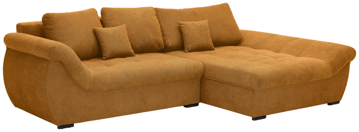 ECKSOFA Senfgelb Flachgewebe  - Senfgelb/Schwarz, Design, Kunststoff/Textil (278/175cm) - Xora
