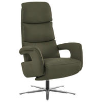 RELAXSESSEL in Leder Graugrün  - Edelstahlfarben/Graugrün, Design, Leder/Metall (76/119/86cm) - Dieter Knoll