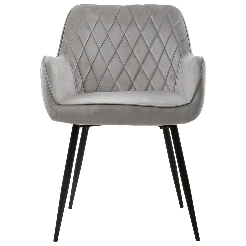 Thumbnail - Carryhome Armlehnstuhl, Grau, Schwarz, Holz, Metall, Textil, Pappel, Sperrholz, Rundrohr, 56x79x58 cm, Bsci, inklusive A...