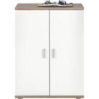 KOMODA, bela, hrast sonoma  - srebrne barve/bela, Design, umetna masa/leseni material (60/82/35cm) - Boxxx