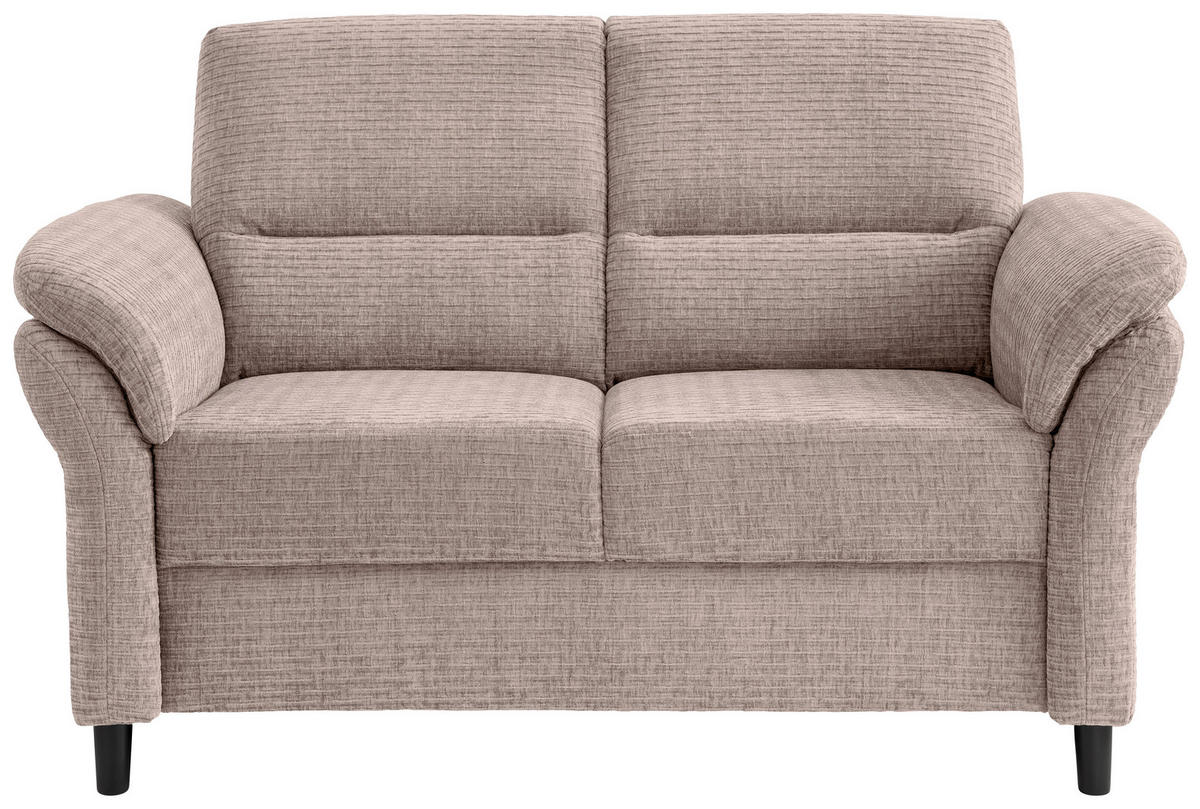 2-SITZER-SOFA in Mikrofaser Beige  - Beige/Schwarz, Modern, Holz/Textil (147/90/89cm) - Livetastic