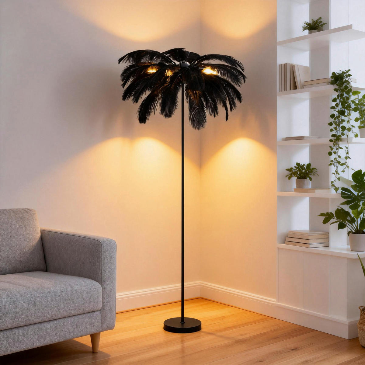 STEHLEUCHTE 55/160 cm    - Schwarz, Trend, Textil/Metall (55/160cm) - Novel