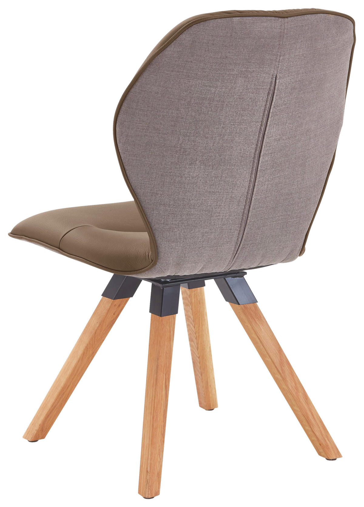 STUHL  in Echtleder pigmentiert  - Taupe/Wildeiche, Design, Leder/Holz (62/91/59cm) - Valdera