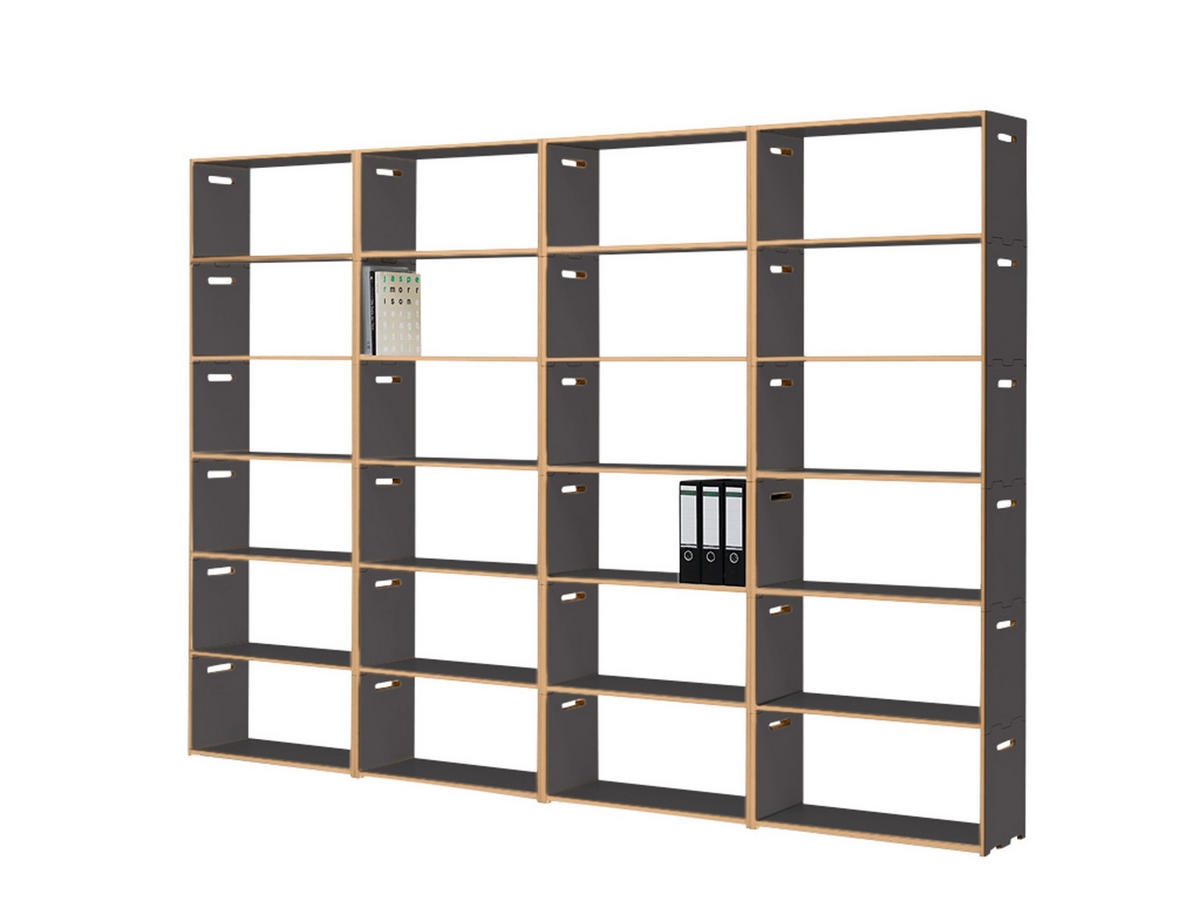 AKTENREGAL Buchefarben, Anthrazit  - Anthrazit/Buchefarben, MODERN, Holzwerkstoff (304/214,3/32cm) - Tojo