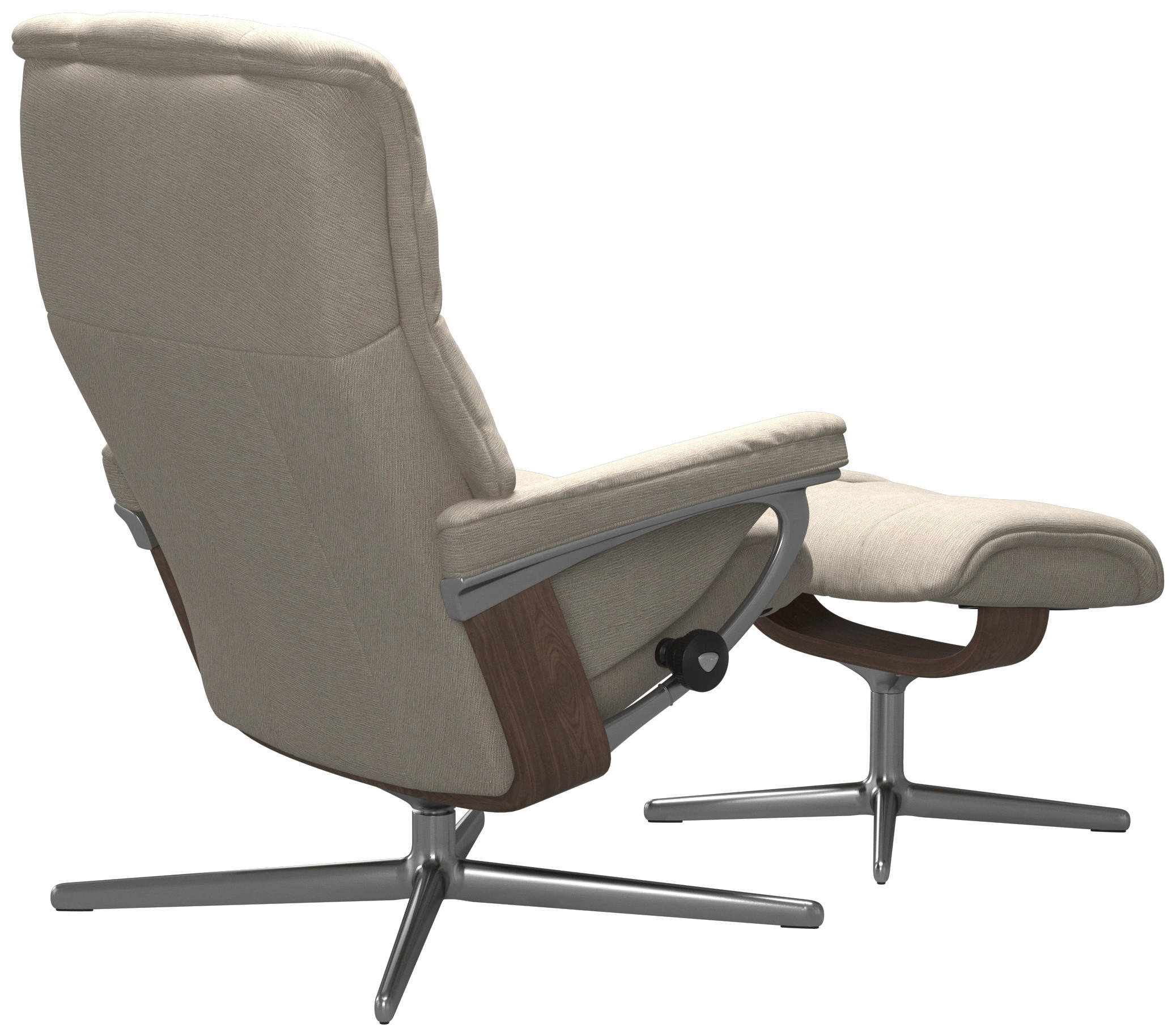 RELAXSESSELSET Mikrofaser Relaxfunktion, Hocker - Beige, Design, Holz/Textil (83/102/74cm) - Stressless