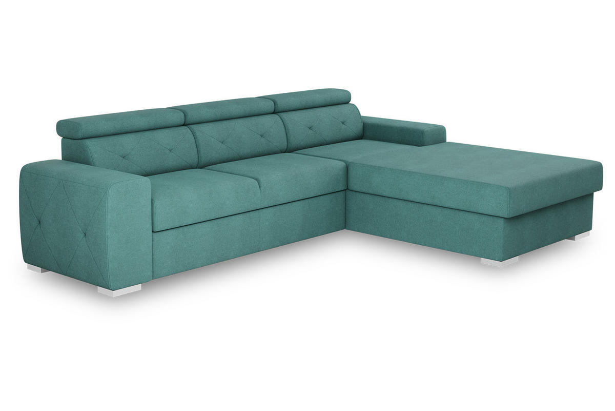 ECKSCHLAFSOFA in Grün Textil   - Silberfarben/Grün, Design, Textil (296/195cm) - MID.YOU