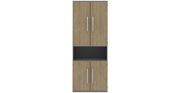 AKTENSCHRANK Grau, Eichefarben - Eichefarben/Grau, KONVENTIONELL, Holzwerkstoff (80/217,4/43cm) - Moderano