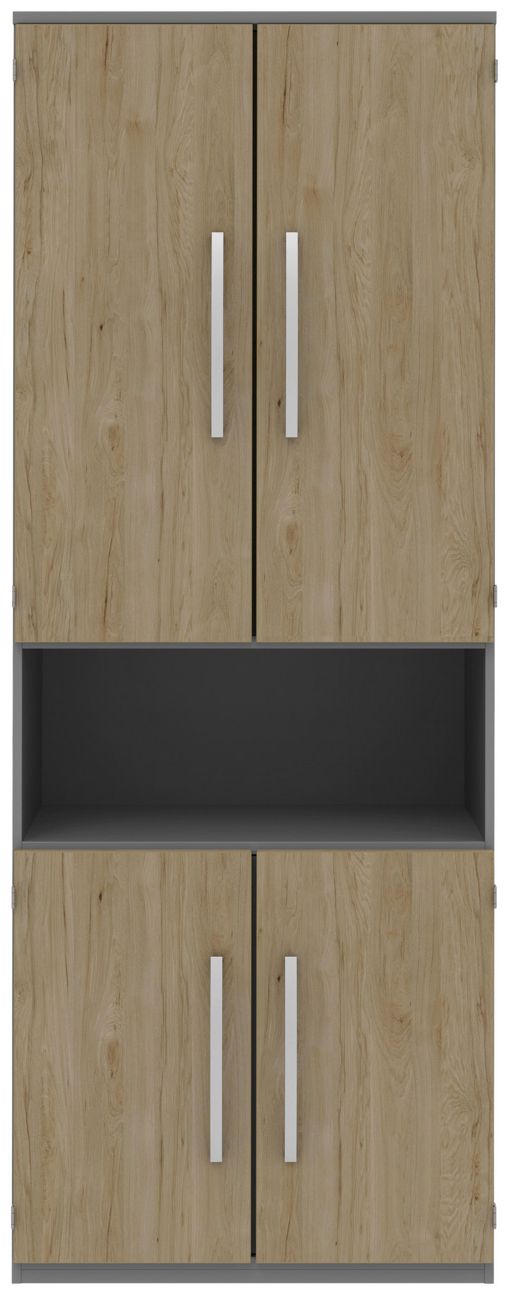 AKTENSCHRANK 80/217,4/43 cm  - Eichefarben/Grau, KONVENTIONELL, Holzwerkstoff (80/217,4/43cm) - Moderano