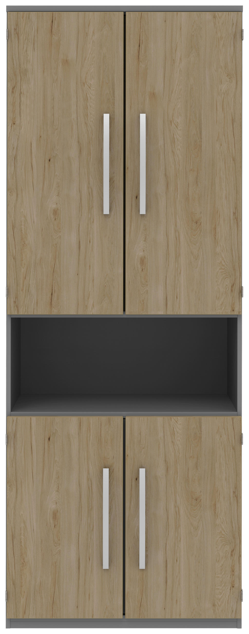 AKTENSCHRANK 80/217,4/43 cm  - Eichefarben/Grau, KONVENTIONELL, Holzwerkstoff (80/217,4/43cm) - Moderano