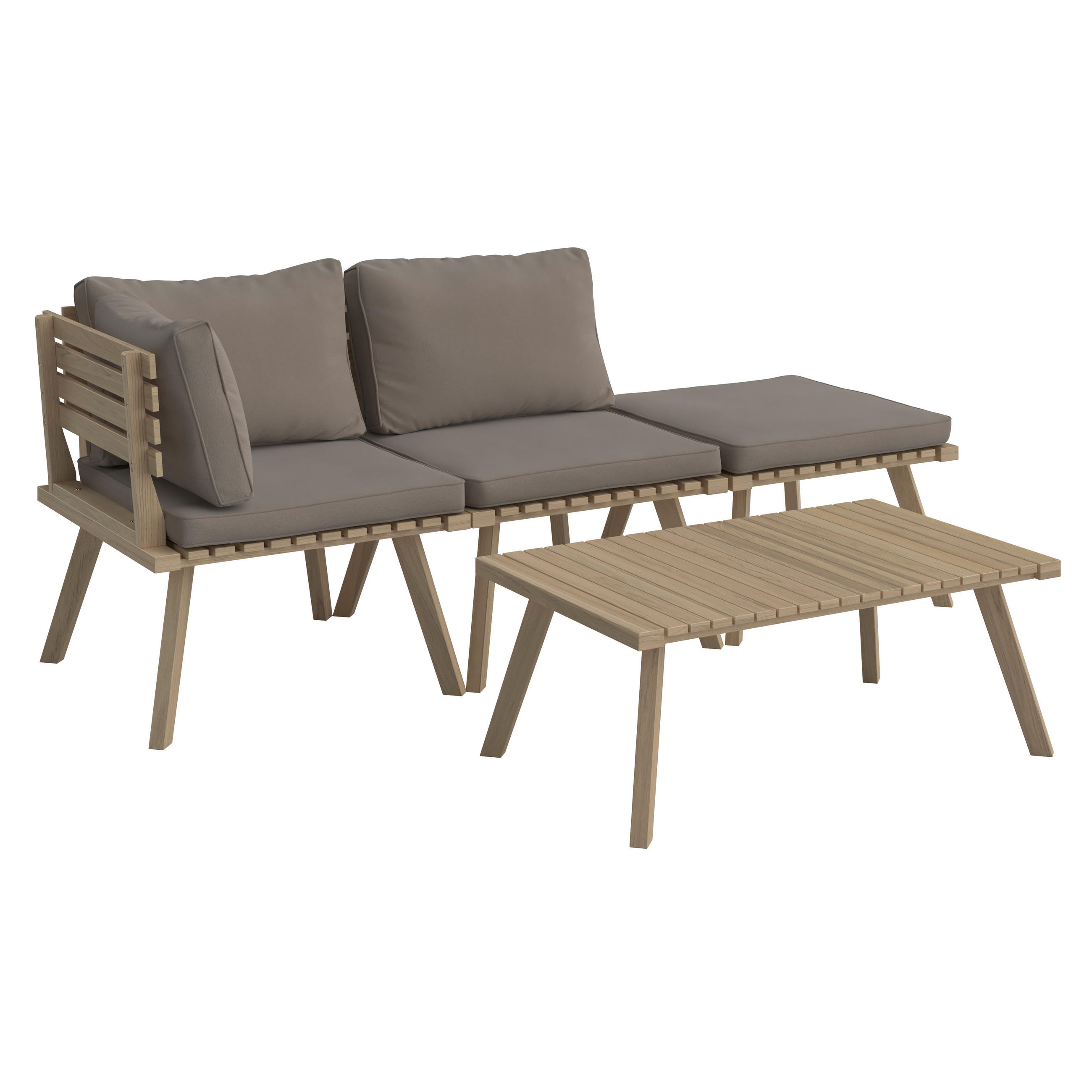 GARTENSET   - Akaziefarben/Grau, Basics, Holz/Textil (186/60cm) - Ambia Garden