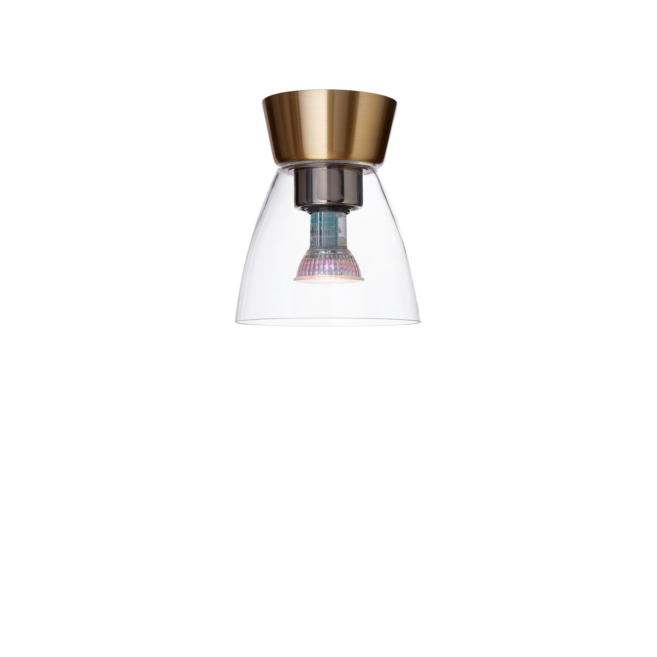DECKENLEUCHTE Bizzo 16,5/19,3 cm   - Klar/Messingfarben, Design, Glas/Metall (16,5/19,3cm) - Belid