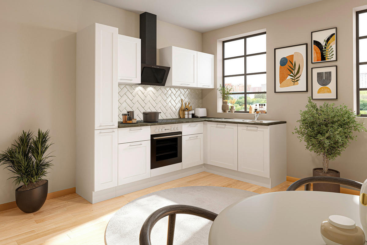 ECKKÜCHE 250/175 cm  in Weiß  - Chromfarben/Anthrazit, Design, Holzwerkstoff/Metall (250/175cm) - MID.YOU