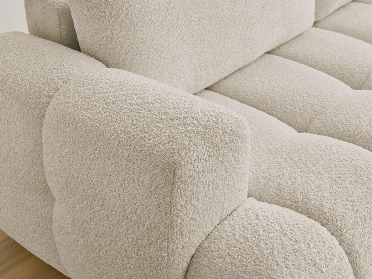 SCHLAFSOFA FUJI Bouclé Beige  inkl.  - Beige/Schwarz, MODERN, Kunststoff/Textil (251/113/88cm)