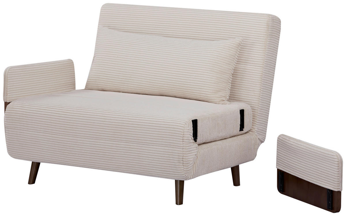 SCHLAFSESSEL Cord Creme    - Hellbraun/Creme, MODERN, Holz/Textil (107/82/91cm) - Livetastic