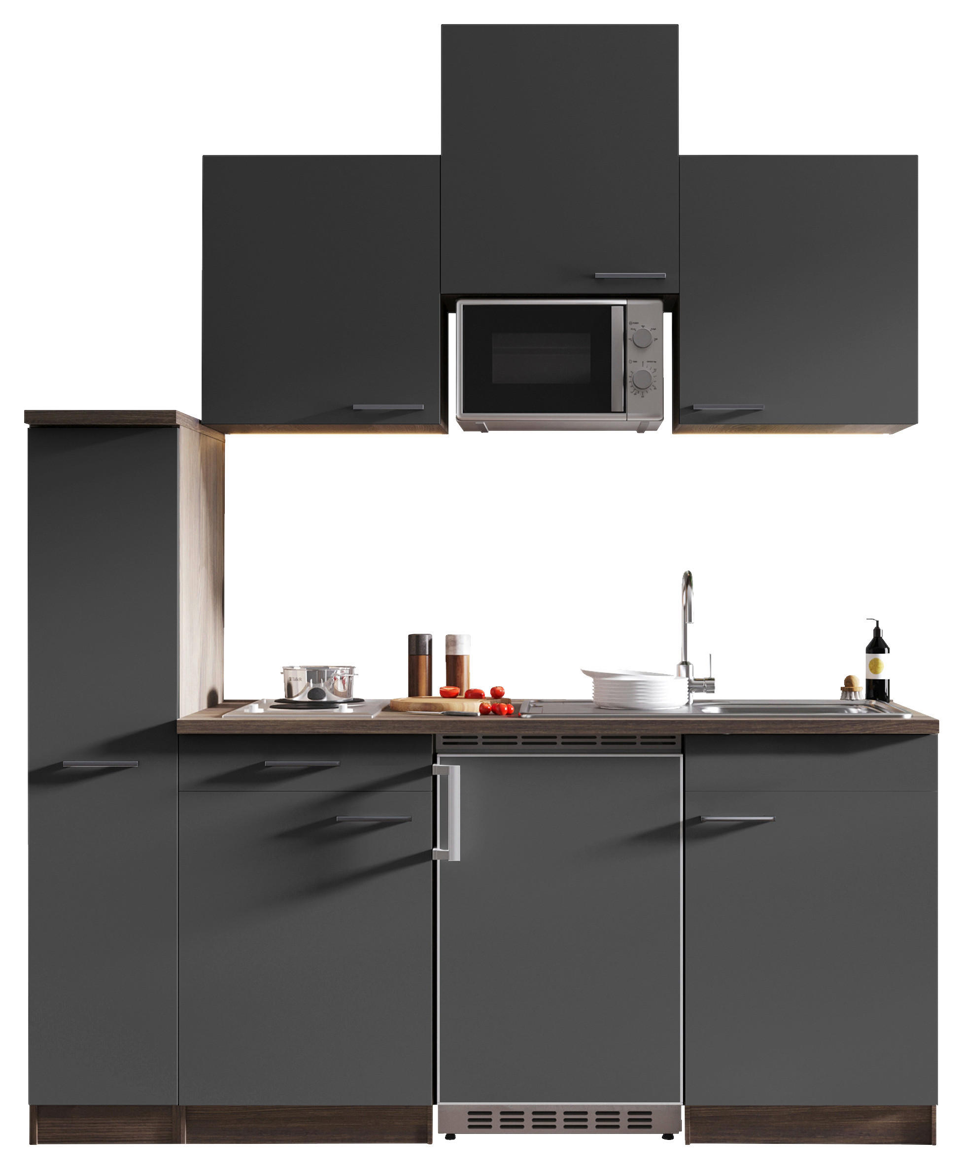 KÜCHENBLOCK 180 cm   in Grau  - Eichefarben/Alufarben, Basics, Holzwerkstoff/Kunststoff (180cm) - Respekta