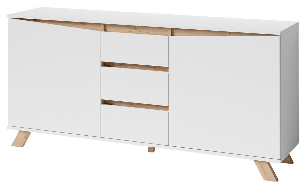 SIDEBOARD Valentin  in 160/76/38 cm  - Weiß/Eiche Artisan, MODERN, Holzwerkstoff (160/76/38cm) - MID.YOU
