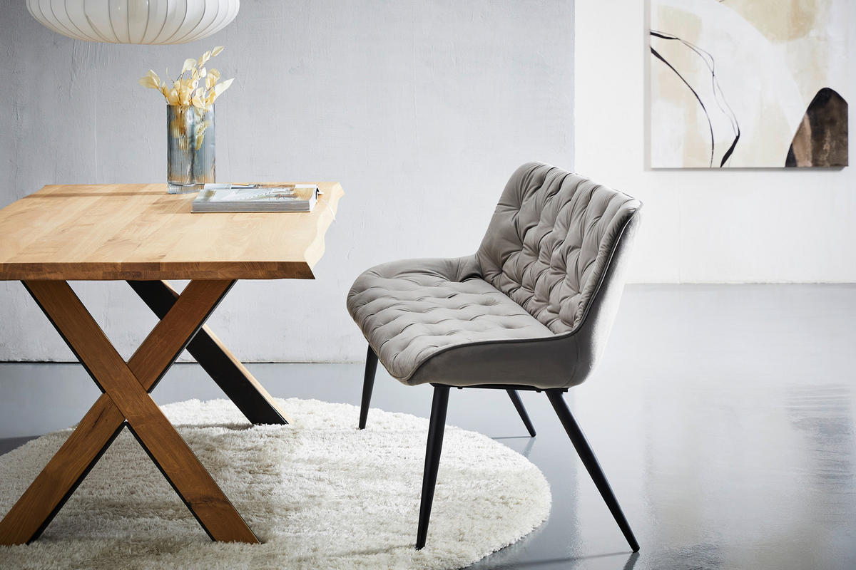 LAVICA, topoľ, sivá, čierna - čierna/sivá, Modern, kov/drevo (160/84/69cm) - Livetastic
