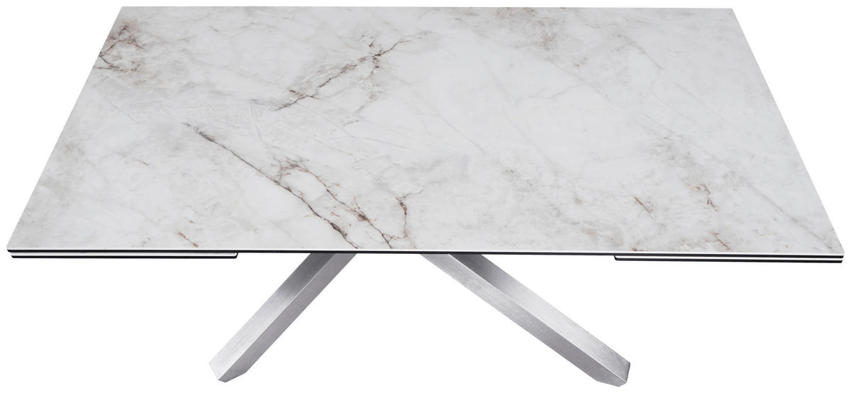 ESSTISCH 180-280/98/76 cm  Metall, Glas, Keramik ausziehbar rechteckig Weiß, Edelstahlfarben  - Edelstahlfarben/Weiß, Design, Glas/Keramik (180-280/98/76cm) - Novel