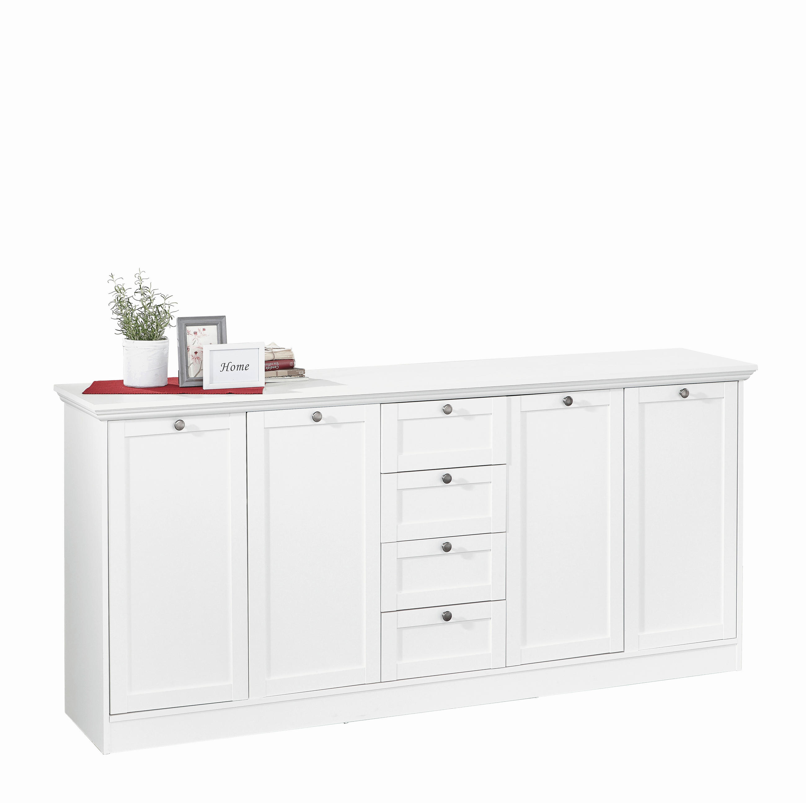 SIDEBOARD  in 200/90/40 cm  - Silberfarben/Weiß, LIFESTYLE, Holzwerkstoff/Metall (200/90/40cm) - Carryhome