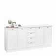SIDEBOARD  200/90/40 cm 4 Schublade(n)  - Silberfarben/Weiß, LIFESTYLE, Holzwerkstoff/Metall (200/90/40cm) - Carryhome