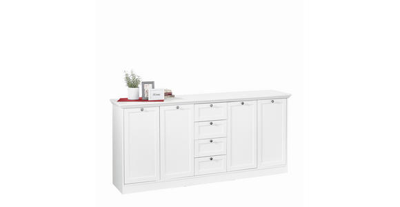 SIDEBOARD  200/90/40 cm 4 Schublade(n)  - Silberfarben/Weiß, LIFESTYLE, Holzwerkstoff/Metall (200/90/40cm) - Carryhome