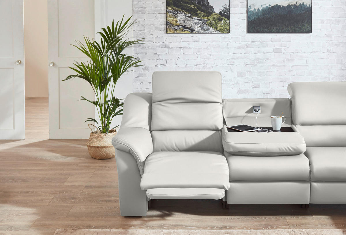 ECKSOFA  in Echtleder Weiß  324/260 cm  - Chromfarben/Weiß, KONVENTIONELL, Leder/Kunststoff (324/260cm) - Cantus