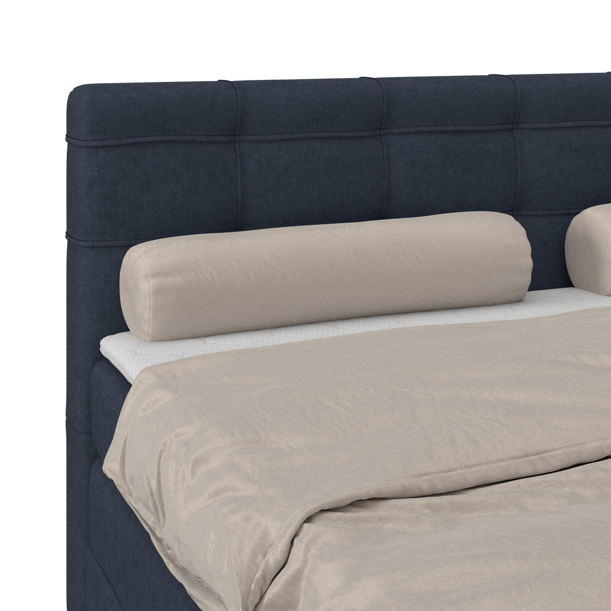 BOXSPRINGBETT 160/200 cm,  in Dunkelblau, H3 = fest  - Schwarz/Dunkelblau, KONVENTIONELL, Kunststoff/Textil (160/200cm)