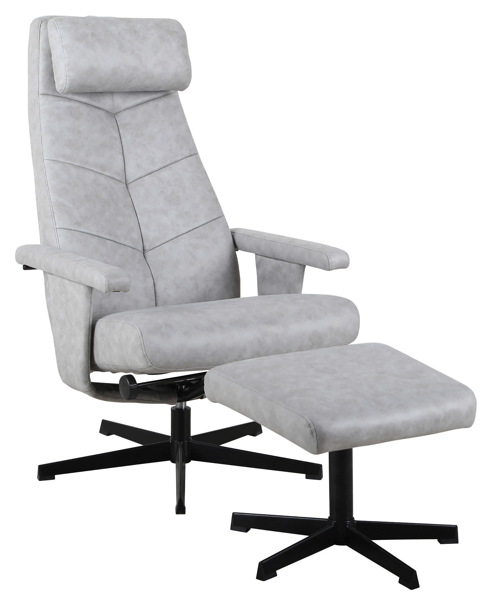 POČIVALNIK S PODNOŽNIKOM,  črna, svetlo siva kovina, tekstil - črna/svetlo siva, Design, kovina/tekstil (67/102-113/80-112cm) - Carryhome